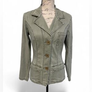 Vintage Y2K Z. Cavaricci Utility Blazer Olive Green Cotton Stretch Jacket Size S